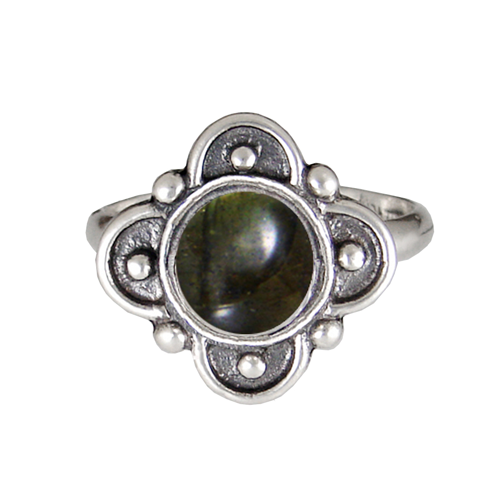 Sterling Silver Gemstone Ring With Spectrolite Size 10